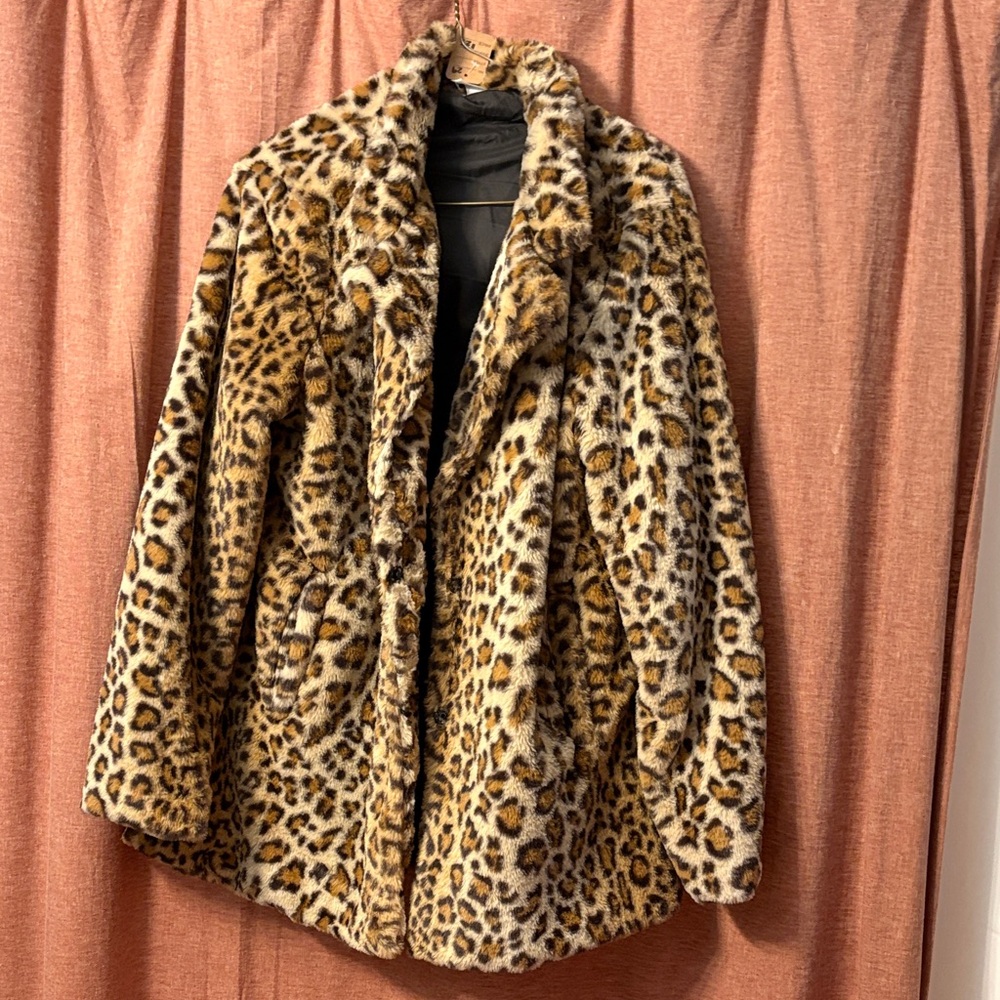 Leopard Print Faux Fur Coat